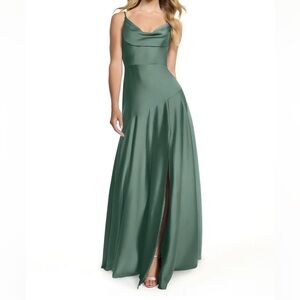 Size 18 Azazie Kayla in Eucalyptus Stretch Satin
